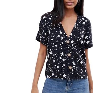 asos boxy star button down top